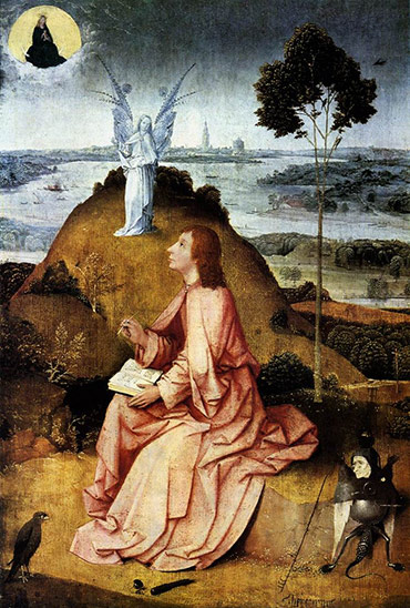 Johannes på Patmos. Målning av Hieronymus Bosch 1485.